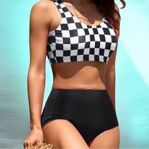 Size Medium Adisputent Bikini Two Piece Swimsuit High Waisted Bandeau Top‎